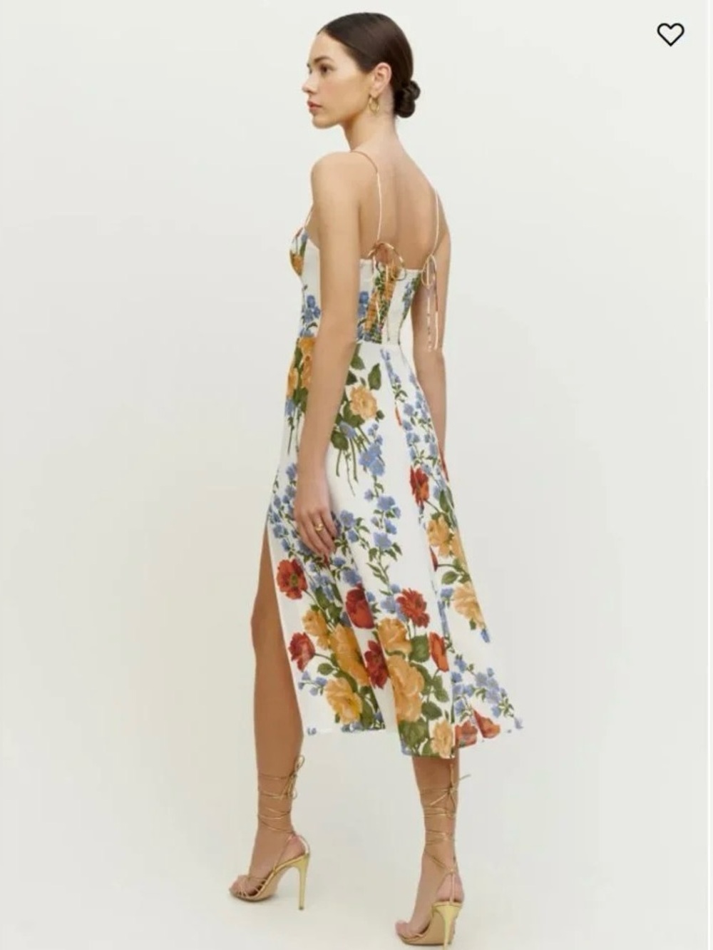 Reformation Juliette Midi Dress Formosa Floral Size 10 Sweetheart Tie Strap - Picture 4 of 15